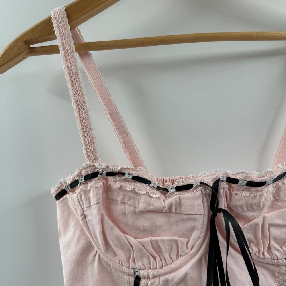 Pacsun Beverly & Beck Light Pink Corset Top – Black Detailing, Size Small - Picture 4 of 8